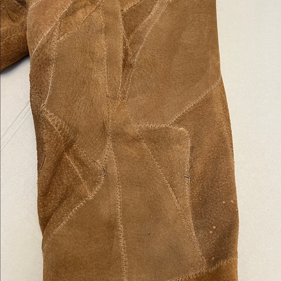 Y2K LEATHER WORKS PATCHWORK SUEDE PENNY LANE STYLE JACKET TAN/BROWN MEDIUM - Picture 13 of 17